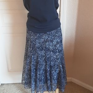 Coldwater Creek Blue Lace Skirt with Underskirt